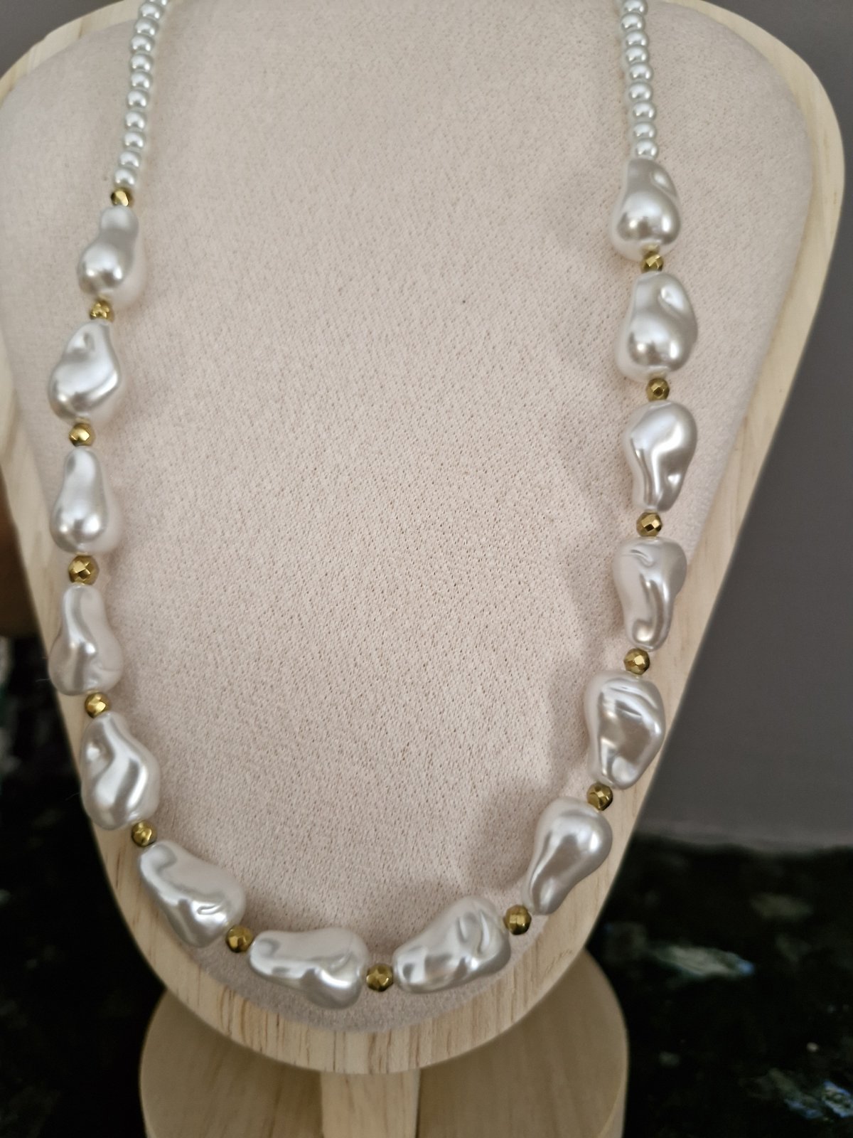 Ατσάλινο κολιέ μεγάλη πέρλα