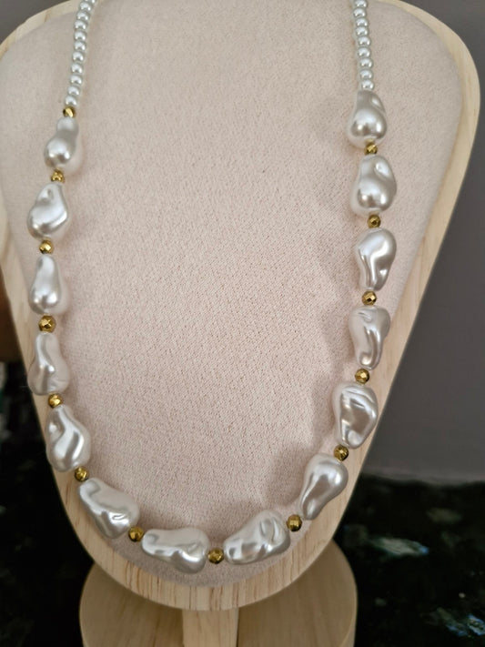 Ατσάλινο κολιέ μεγάλη πέρλα