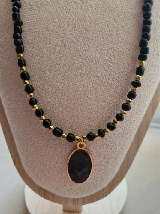 Ατσάλινο κολιέ οβάλ κρεμαστό