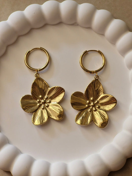 Ατσάλινα σκουλαρίκια μεγάλο λουλούδι